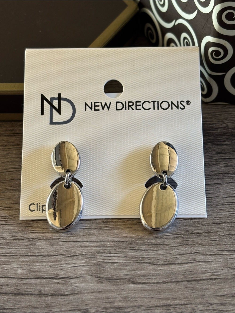New Directions Silver Double Oval Clip-On Earrings